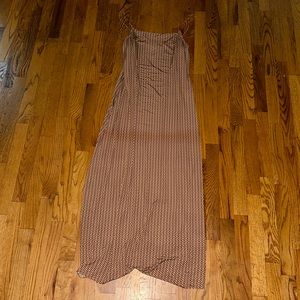 Long Spaghetti Strap Burgundy/Tan Dress.
